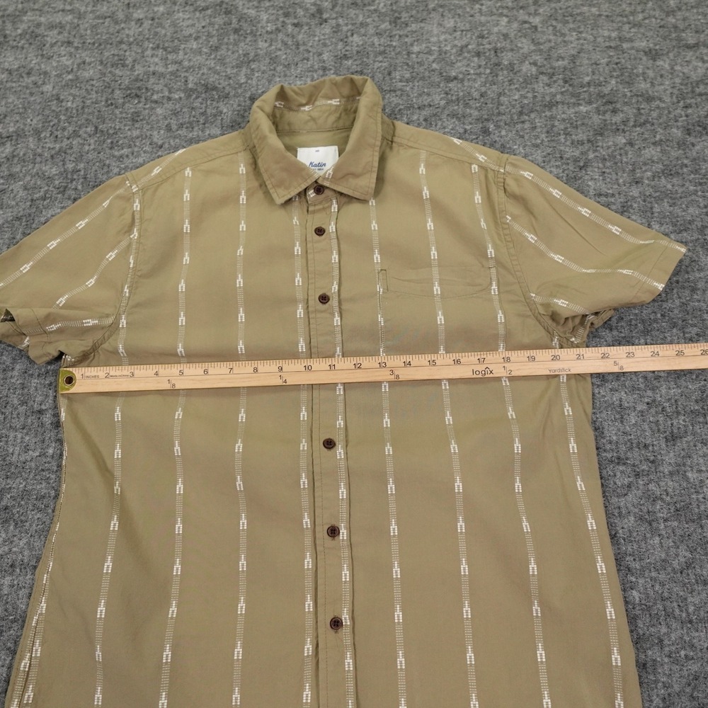 Katin Shirt Mens Medium Green Stripe Button Up Short Sleeve Casual Casual - Picture 6 of 14